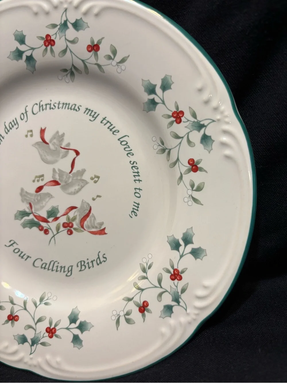 Pfaltzgraff Four Calling Birds Holiday 8” Plate - 12 Days of Christmas
